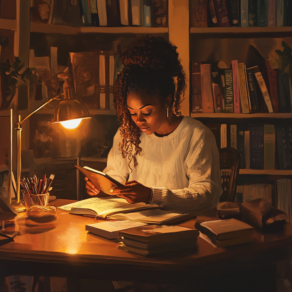 Black person reading
